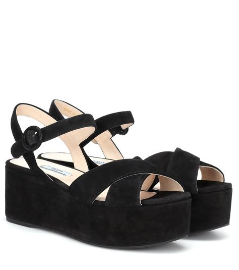 prada platform sandals ebay|Prada black suede platform sandals.